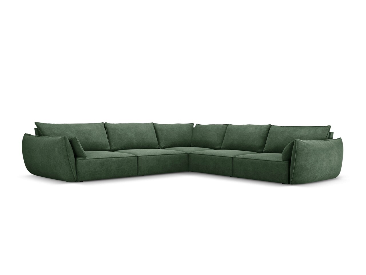 Coltar simetric 7 locuri, Kaelle, Micadoni Home, BL, 286x286x85 cm, poliester chenille, verde bottle - imagine 6